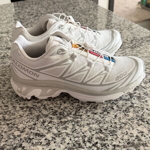 Salomon White and Gray Running Shoes